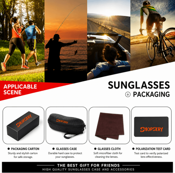 Shopsery Sports Polarized Sunglasses for Men UV400 Protection, 3-Pack & 5-Pack Combo - Image 8