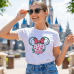 Disneyland Floral Minnie Bow T-Shirt | Disney Vacation Tee for Women | Unisex Disney Tee