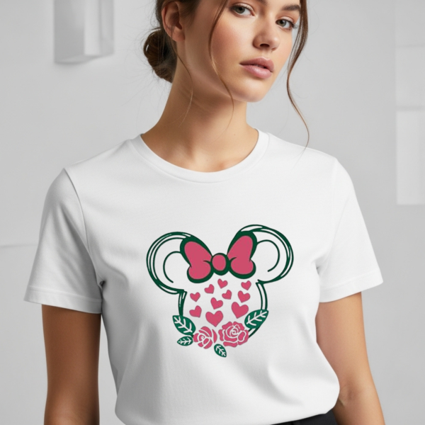 Disneyland Floral Minnie Bow T-Shirt | Disney Vacation Tee for Women | Unisex Disney Tee - Image 3