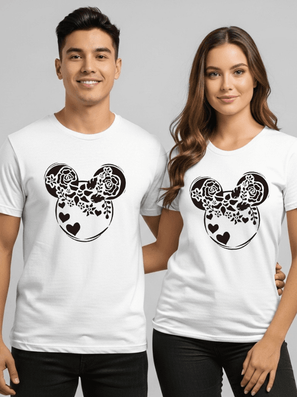 43 Disney Floral Mouse Ears Shirt | Matching Family Vacation T-Shirt | Disney World Unisex T-Shirt - Image 1