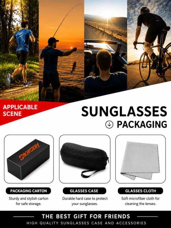 Shopsery Polarized Sports Sunglasses for Men 3 Pack Combo – UV400 Protection | HD Polarized Driving, Fishing & Cycling Sunglasses - Image 18