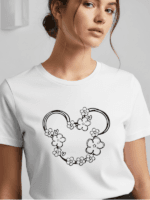 Minimalist Floral Mouse Ears T-Shirt | Disney Inspired Unisex Vacation Tee - Image 2