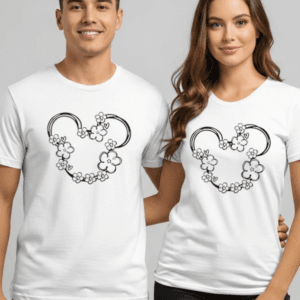Minimalist Floral Mouse Ears T-Shirt | Disney Inspired Unisex Vacation Tee