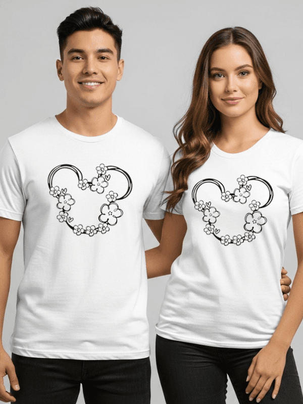 26 Minimalist Floral Mouse Ears T-Shirt | Disney Inspired Unisex Vacation Tee - Image 1