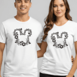 Black Floral Mouse Ears T-Shirt | Disney Inspired Unisex Graphic Tee