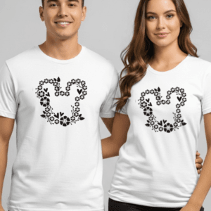 Black Floral Mouse Ears T-Shirt | Disney Inspired Unisex Graphic Tee